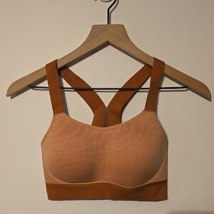 Nike Brown Sports Bra with Wide Underbust Band and Crossback Straps